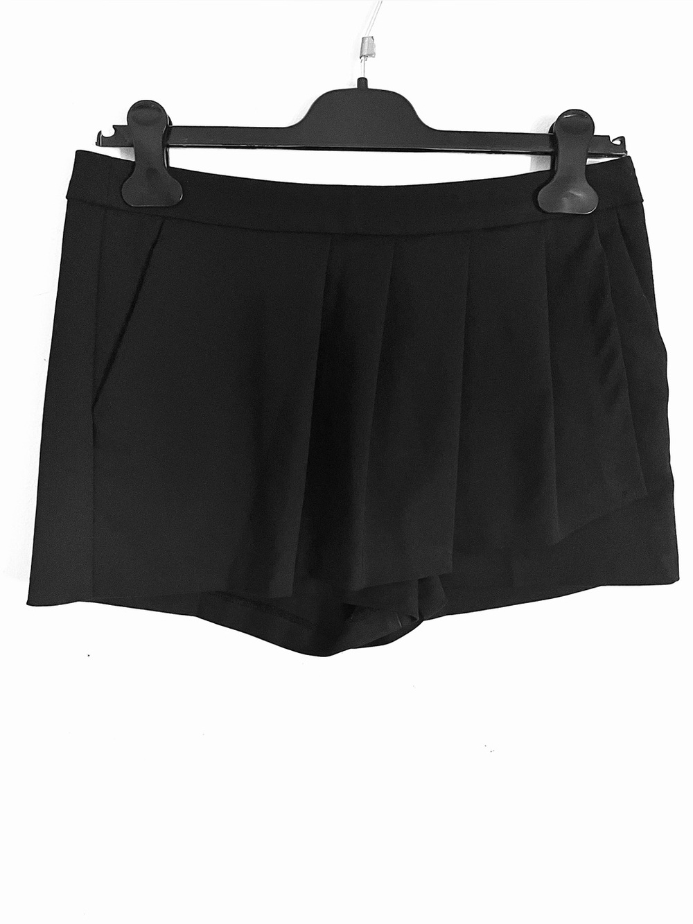 Zara TRF Black Pleated Faux Wrap Mini Skirt Skort Size S EUC Minimalist Chic